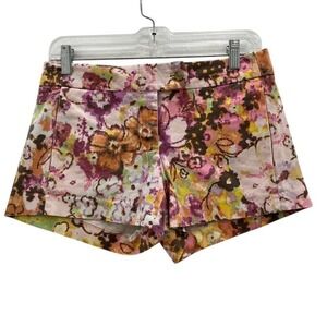 J.Crew Floral Shorts Women Size 0 Pink Multi Excellent Cotton Stretch Twill